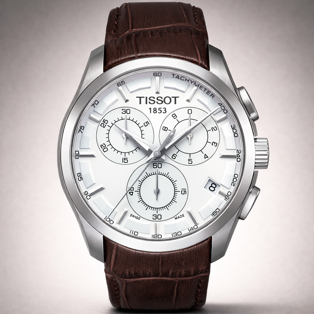 Tissot 1853 Chronograph – Silver Dial with Brown Leather Strap