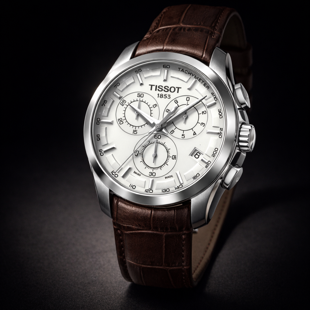 Tissot 1853 Chronograph – Silver Dial with Brown Leather Strap