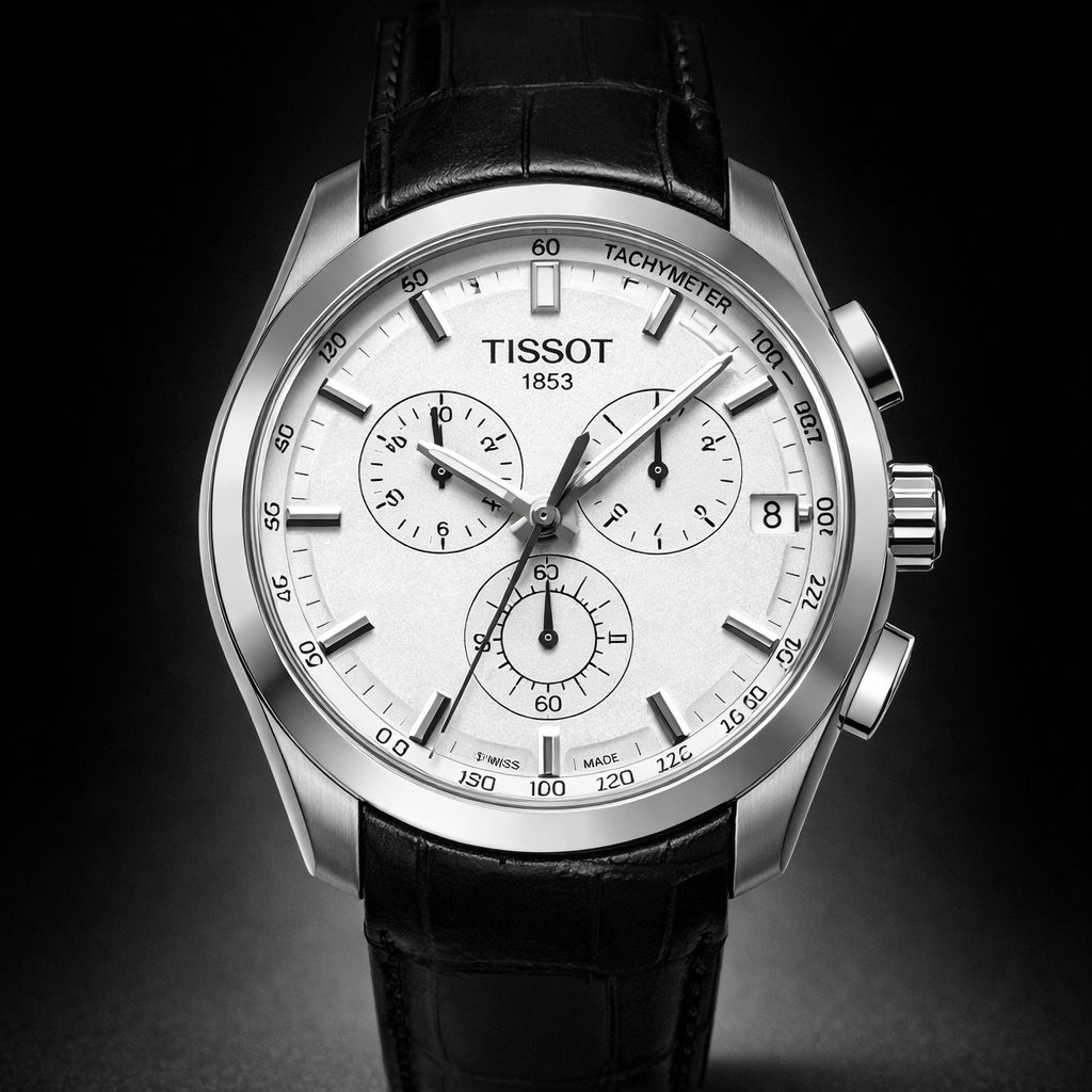 Tissot Chronograph Automatic – Silver Dial with Black Leather Strap