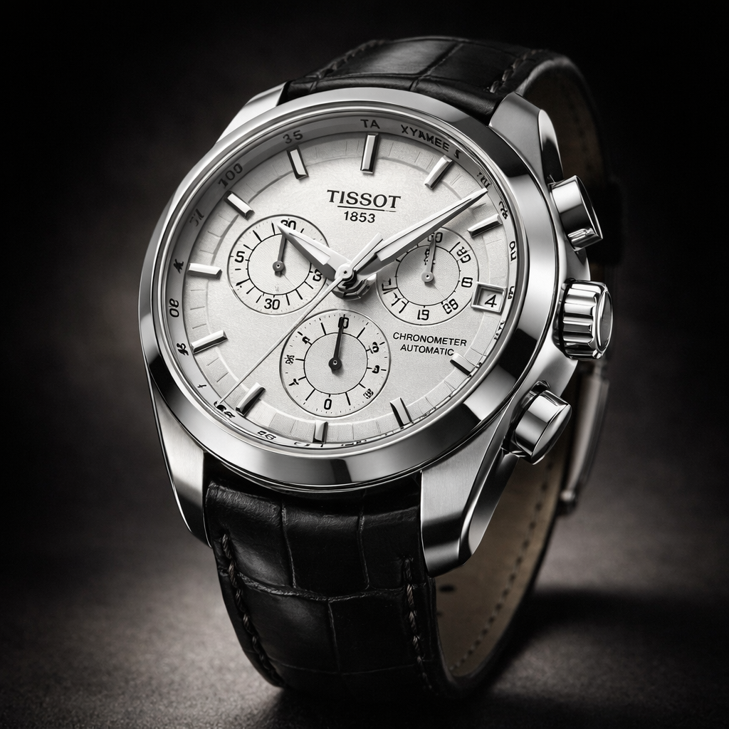 Tissot Chronograph Automatic – Silver Dial with Black Leather Strap