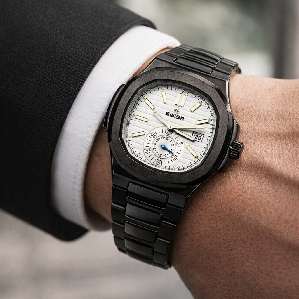 SWISH Luxury Stainless Steel Smart Watch for Men – Black Edition